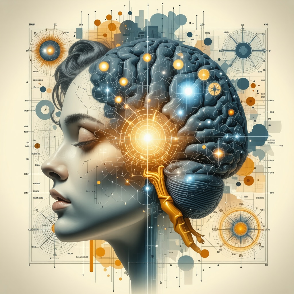 Illustration of a digital dream journal with symbolic and neuroscientific overlays