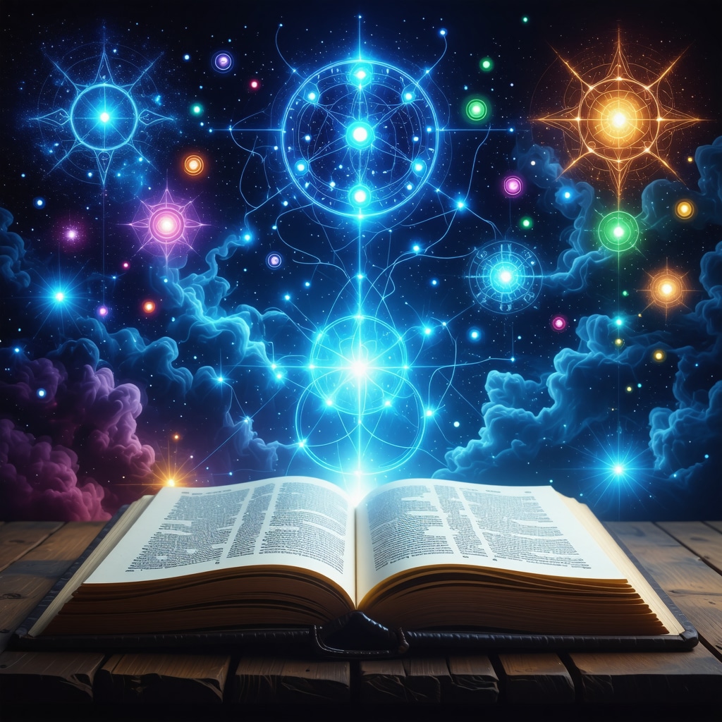 Dream journal with blue hues and neuropsychological spiritual symbols