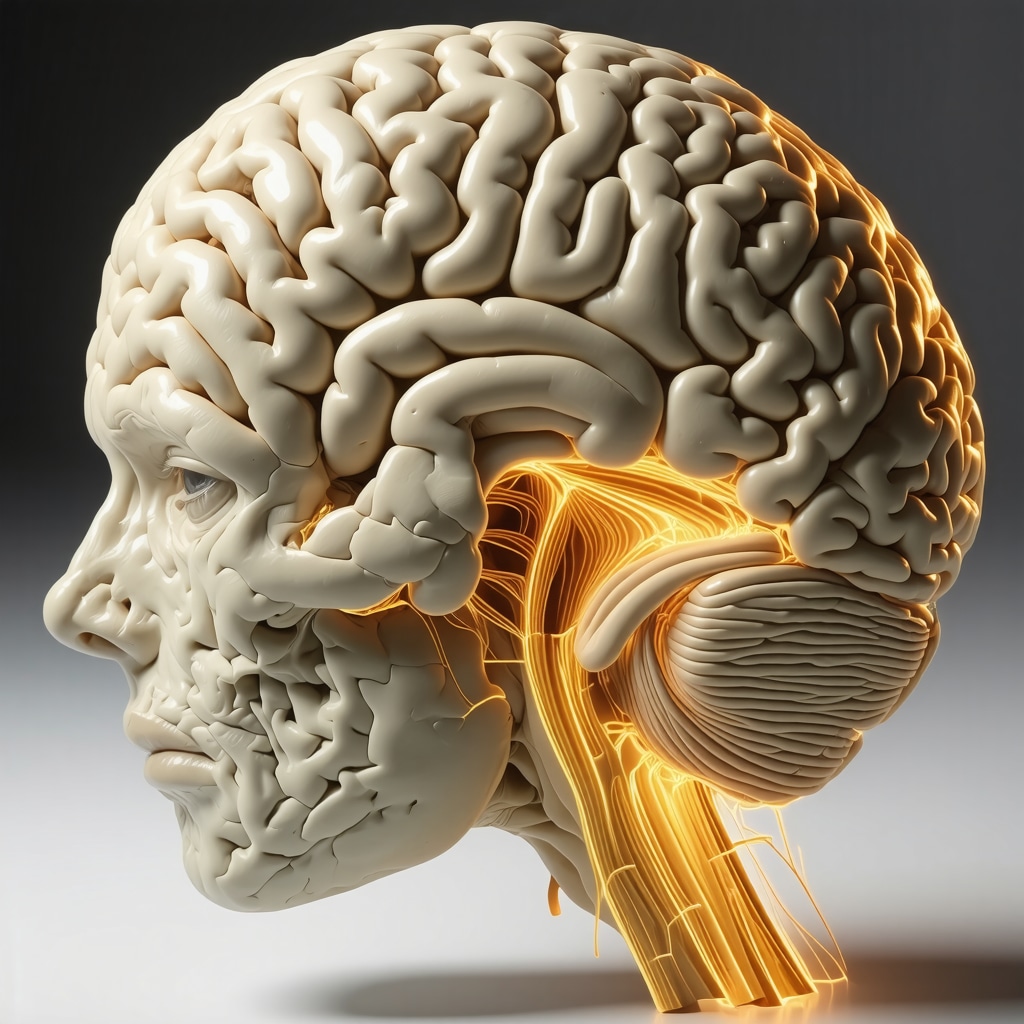Illustration of brain regions involved in dreaming about flying, focusing on emotional and spatial processing