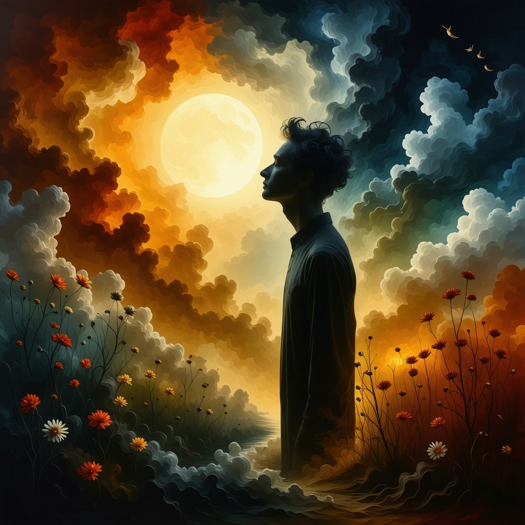 Abstract image symbolizing dreams about parental death, transformation, and psychological insights