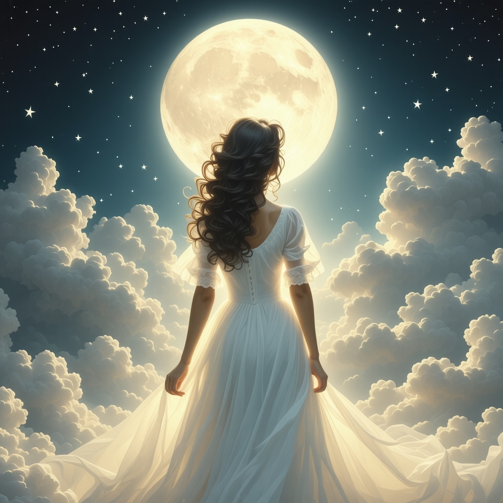 A glowing white dress under moonlight symbolizing dreams and inner transformation