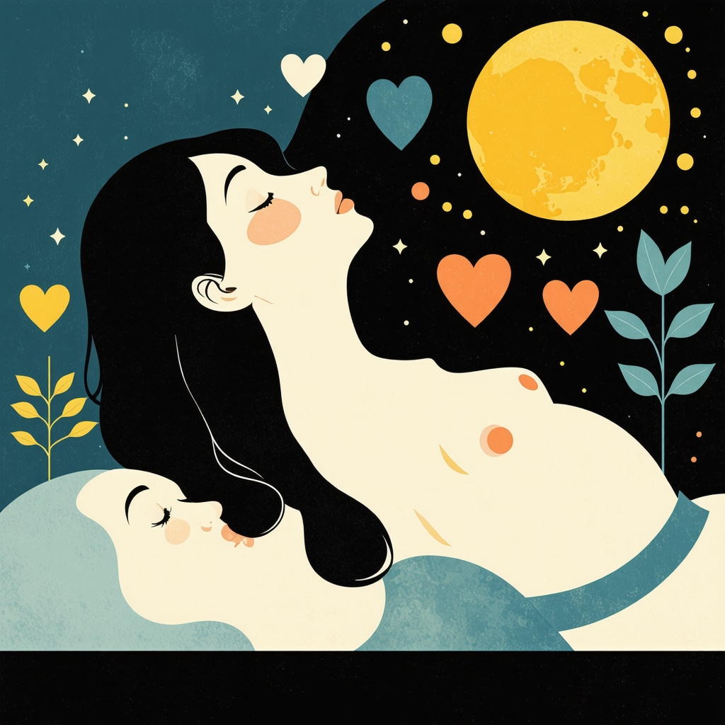Abstract art representing a person dreaming of pregnancy with symbols of growth and emotion.
