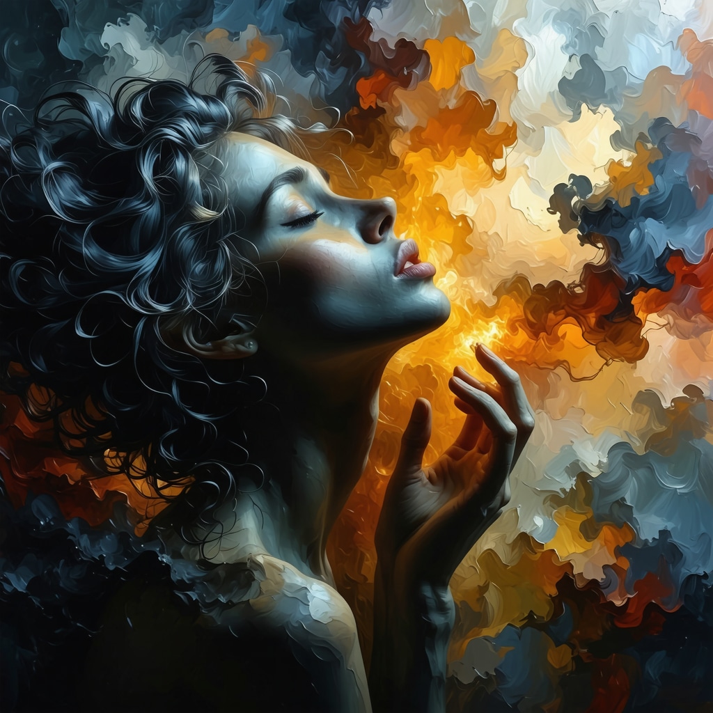 A person peacefully sleeping with symbolic images of love and health emerging from their dreams.
