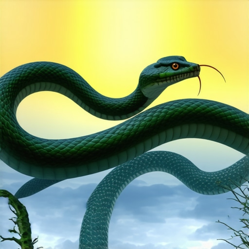 Dreaming of a Snake as a Symbol of Inner Change A detailed illustration of a snake symbolizing spiritual growth and transformation in a dream