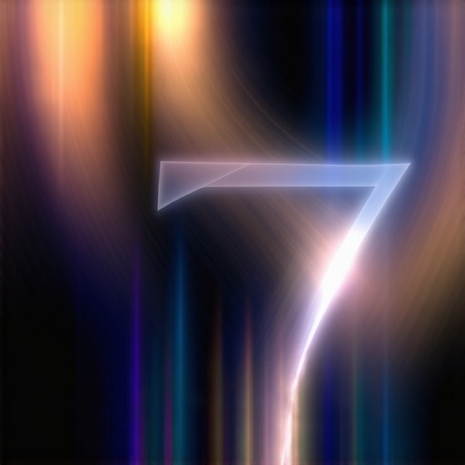 Number 7 glowing with spiritual symbols and light