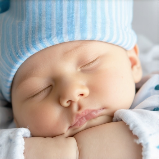 Close-up of sleeping baby in gentle light, representing innocence and hope