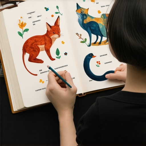Person reflecting on symbolic animal images in a dream journal.
