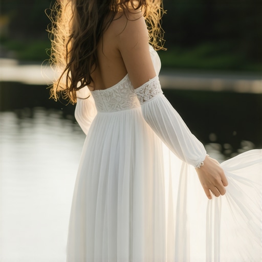 Elegant white dress representing purity and spiritual growth in nature