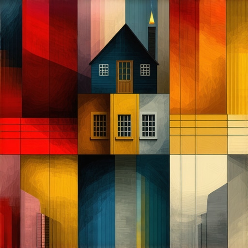 Illustration of a dream about a house with multiple symbolic layers and colors, representing inner and collective messages.