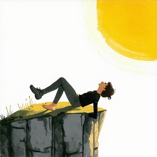 Person dreaming about falling from a cliff, symbolic representation of inner change