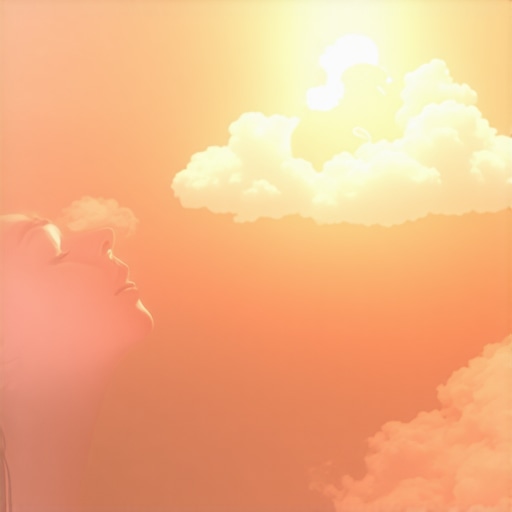 Woman dreaming about a glowing baby in a cloud, symbolizing inner growth and emotional insight.