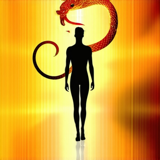 Illustration of a serpent entwined with a human figure, symbolizing inner growth and spiritual enlightenment.
