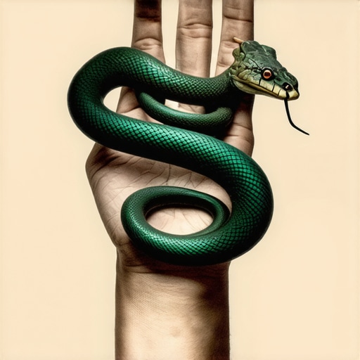 Simbolika zmije i unutrašnje snage A mystical snake coiled around a hand, representing transformation and inner strength