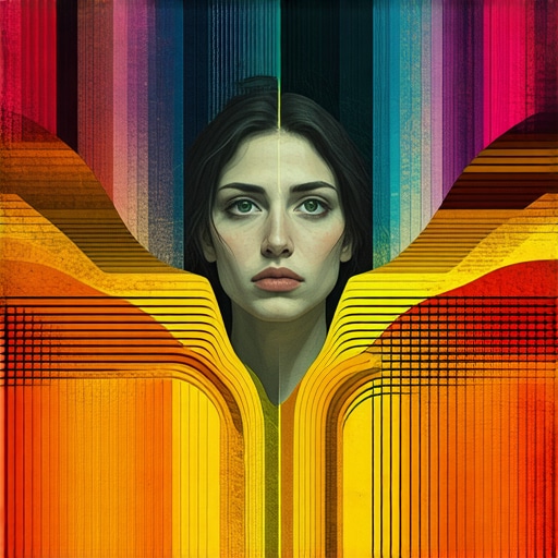 Slojevi simbolike u snovima o jurnjavi Abstract illustration depicting layered symbols and archetypes in dreams about chase