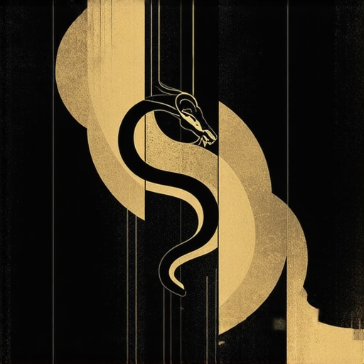 Visual representation of layered dream symbols with black color and snake motifs