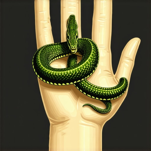 Illustration of a snake coiled around a hand, representing personal growth and inner wisdom