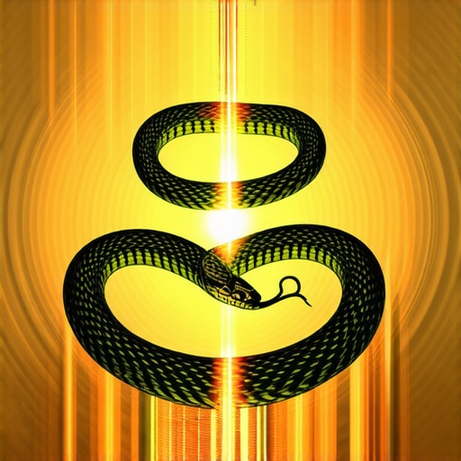 Spiritual Snake Symbolism Abstract illustration of a snake with glowing symbols representing transformation and wisdom