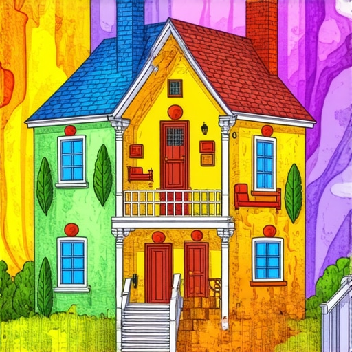 Illustration of a house with various rooms symbolizing emotional states