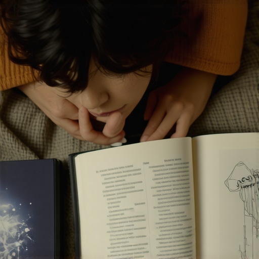 Person analyzing dream symbols in a journal with mystical background