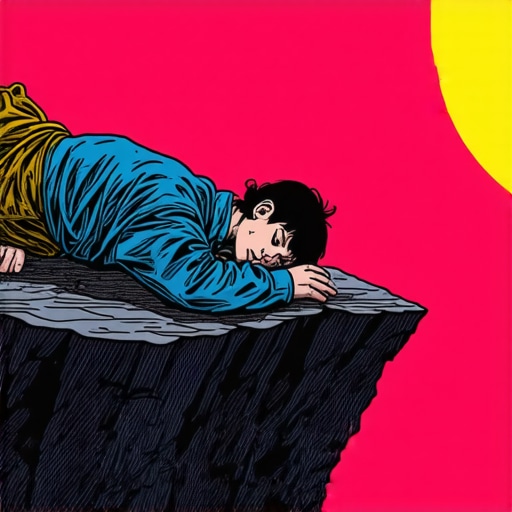 Dreaming of Falling from a Cliff Person dreaming of falling from a cliff with emotional intensity