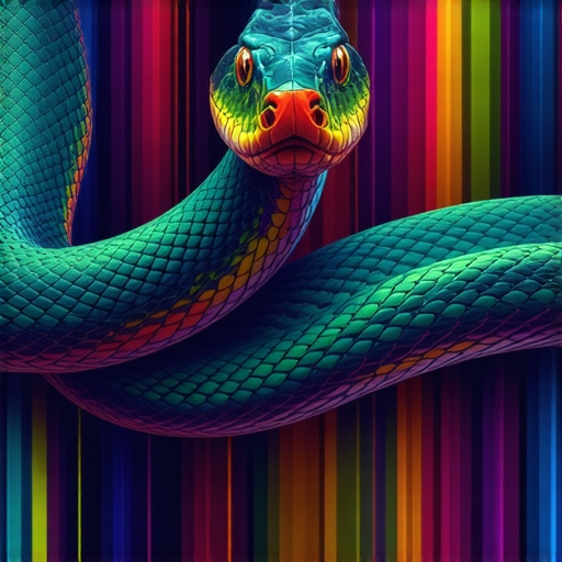 Dreaming of a Symbolic Snake A colorful snake symbolizing transformation in a dream.