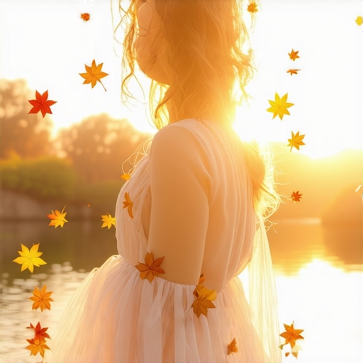 Autumn landscape with falling leaves and gentle breeze, symbolizing inner transformation