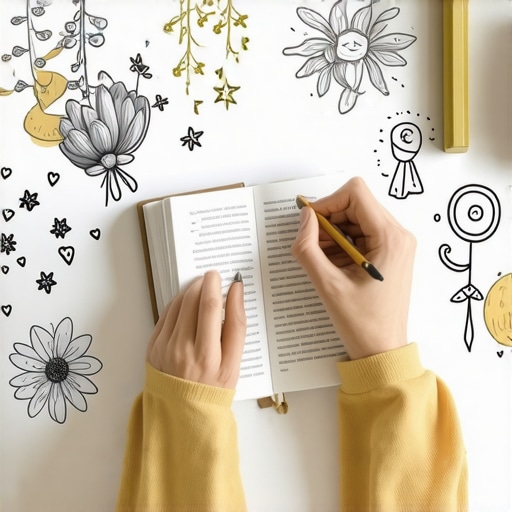 Interpretation of dreams with symbols and archetypes Person writing in dream journal with symbolic images