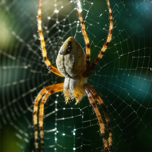 Mystical Spider in a Web A mystical spider weaving a web, symbolizing subconscious messages and inner transformation
