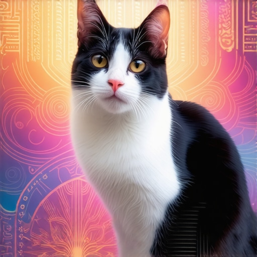 Simbolika mačke u snovima i duhovne poruke Mystical black and white cat in a spiritual setting with transformation symbols