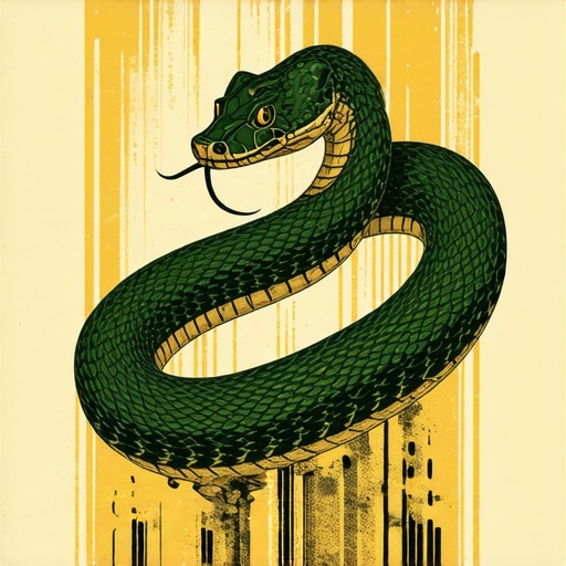 Simbolika transformacije zmije Ilustracija zmije koja simbolizuje transformaciju i snagu u procesu ličnog rasta