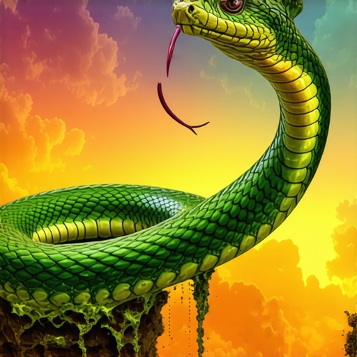Detailed illustration of a snake representing transformation and inner strength in a dream