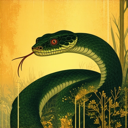 Dreamlike snake symbol representing transformation and wisdom