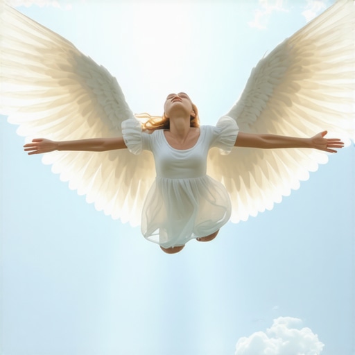 A person with wings soaring in the sky representing freedom and inner strength