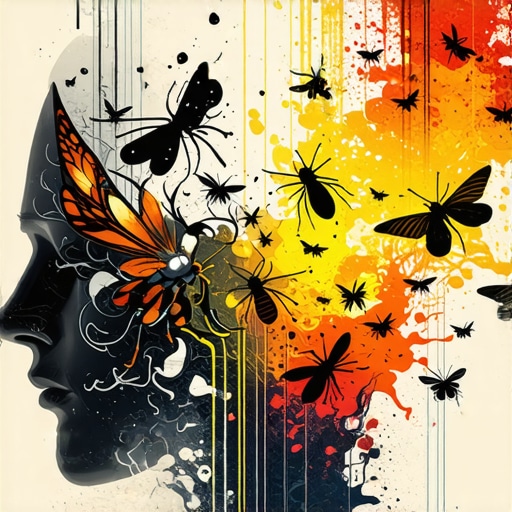 Transformation Through Insect Symbols Illustration of insects symbolizing inner transformation and strength in dreams