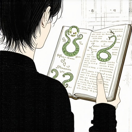 Person analyzing a dream journal with snake symbols and emotional cues