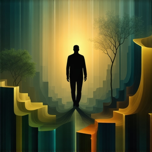 Ilustracija osobe koja balansira između aktivne kontrole i pasivnog posmatranja u snu, prikazujući kompleksnost lucidnog sanjanja i važnost prepuštanja podsvesti.