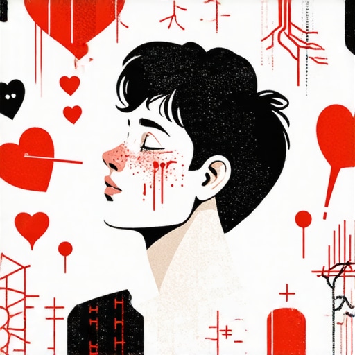 Person examining symbolic blood imagery in dreams for emotional insight