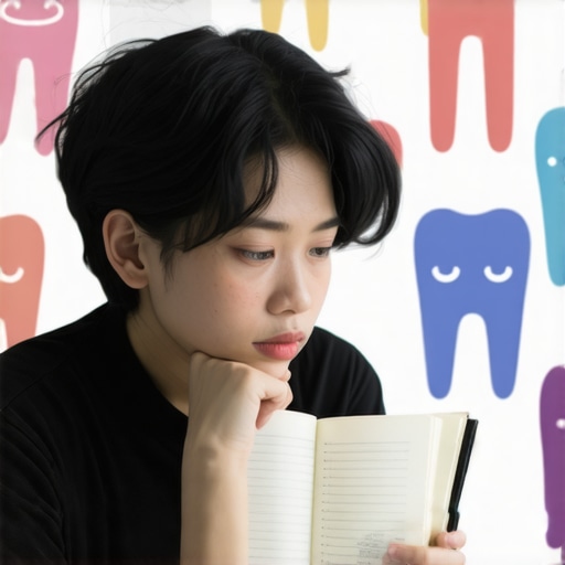 Žena razmišlja o značenju snova o zubima i transformaciji u svom životu.