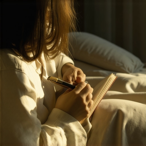 Vođenje dnevnika snova Person writing in a dream journal in the morning in a cozy room