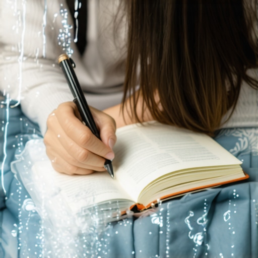 Writing in a dream journal about water dreams Person documenting water nadolazi in dream journal with water symbolism around